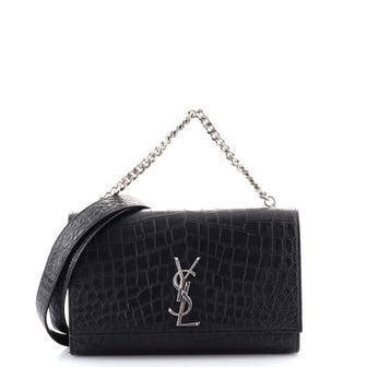 Saint Laurent Classic Monogram Shoulder Bag Crocodile Embossed Leather