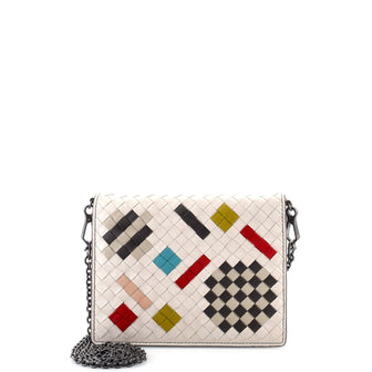 Bottega Veneta Flap Wallet on Chain Printed Intrecciato Nappa Small