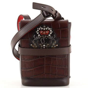 Christian Louboutin Benech Reporter Bag Crocodile Embossed Leather