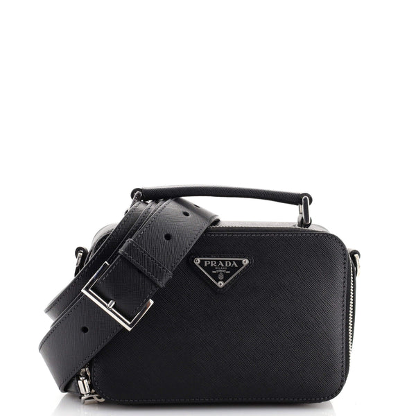 Prada Brique Leather / Nylon Cross-Body Bag Black