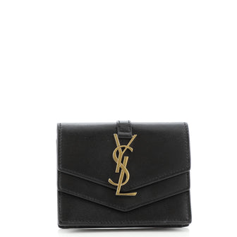 Saint Laurent Classic Monogram Flap Card Case Leather
