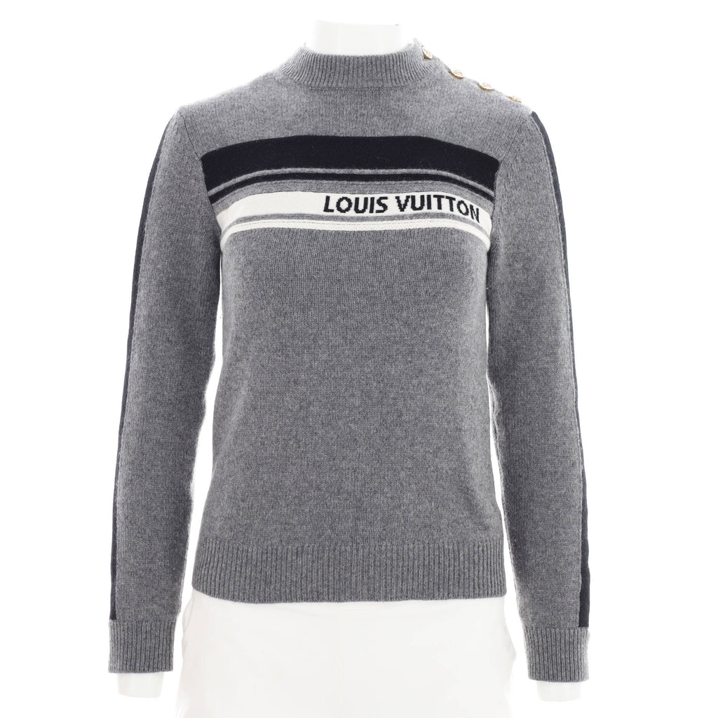 Louis Vuitton Women's Intarsia Signature Pullover Cashmere Gray 14484896