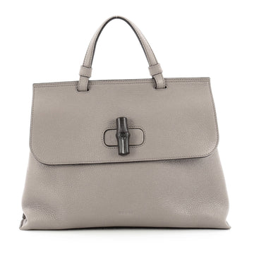 Gucci Bamboo Daily Top Handle Bag Leather Medium Gray