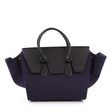 Celine Tie Knot Tote Leather and Felt Small blue