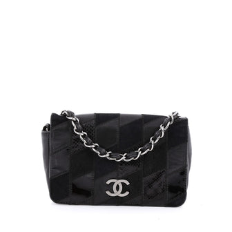 Chanel Chain CC Full Flap Bag Mixed Media Patchwork Small black