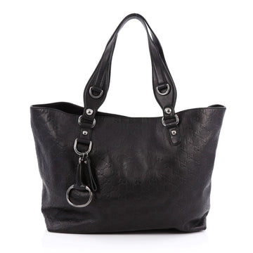 Gucci Icon Bit Tote Guccissima Leather Medium Black