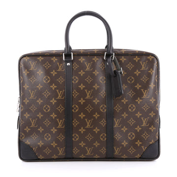 Louis Vuitton Porte-Documents Voyages Bag Macassar Monogram Canvas PM Brown