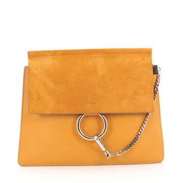 Chloe Faye Shoulder Bag Leather and Suede Medium Yellow