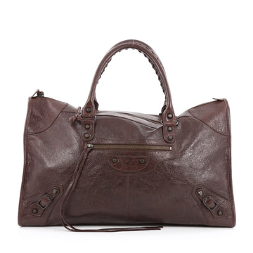 Balenciaga Work Classic Studs Handbag Leather Brown