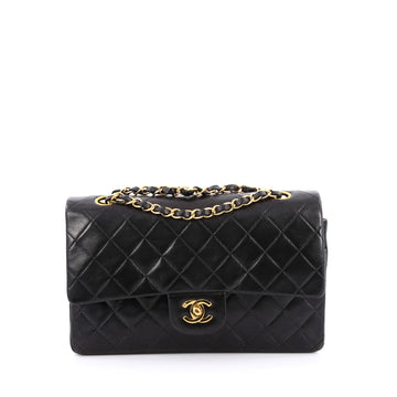 Chanel Vintage Classic Double Flap Bag Quilted Lambskin Medium Black