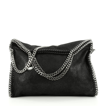 Stella McCartney Falabella Fold Over Bag Shaggy Deer Black
