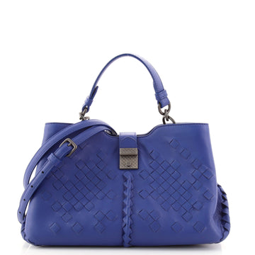 Bottega Veneta Napoli Tote Leather with Intrecciato Detail Small