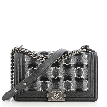 Chanel Boy Flap Bag Quilted Tweed Old Medium