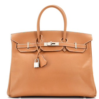 Hermes Birkin Handbag Brown Epsom with Palladium Hardware 35