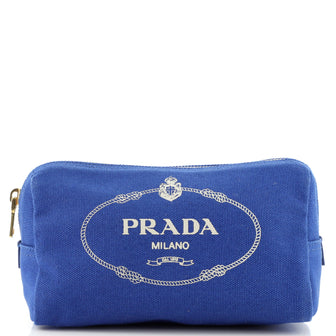 Prada Logo Cosmetic Pouch Canvas Small