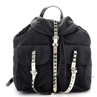 Prada New Vela Backpack Tessuto with Studded Leather