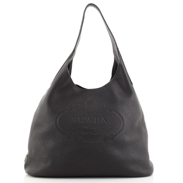 Prada Embossed Logo Hobo Vitello Daino Large