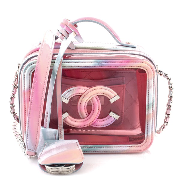 Pink Chanel Filigree Vanity Case PVC Small