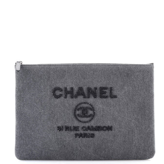 Chanel Deauville Pouch Denim with Sequins Large