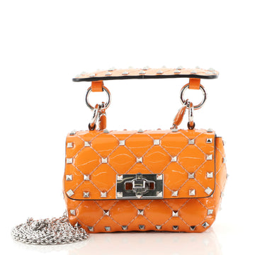 Valentino Rockstud Spike Flap Bag Quilted Patent Micro