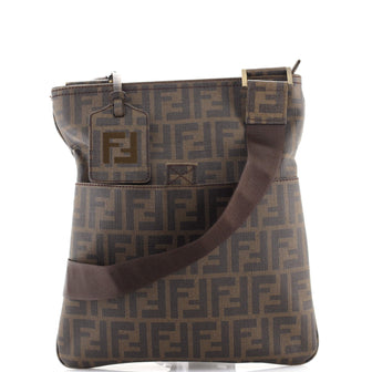 Fendi Front Pocket Messenger Bag Zucca Coated Canvas Medium