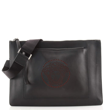 Versace Medusa Zip Messenger Bag Perforated Leather Medium