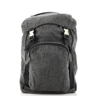 Prada Double Buckle Backpack Wool Medium