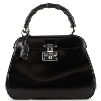 Gucci Lady Lock Bamboo Top Handle Bag Leather Medium