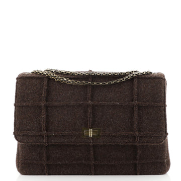 Chanel Chocolate Bar Mademoiselle Flap Bag Quilted Wool Jumbo