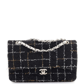 Chanel Classic Double Flap Bag Tweed and Quilted Lambskin Medium