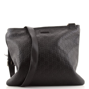 Gucci Zip Top Messenger Bag Guccissima Leather Medium