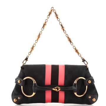 Gucci Horsebit Chain Clutch GG Canvas with Leather Medium