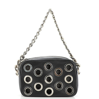 Prada Grommet Chain Shoulder Bag Vitello Daino Small