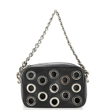 Prada Grommet Chain Shoulder Bag Vitello Daino Small