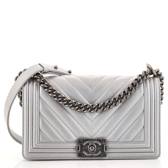 Chanel Boy Flap Bag Chevron Caviar Old Medium
