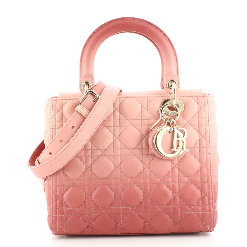 Cannage Lambskin Lady Dior Medium Bag in Fuschia Pink with GHW