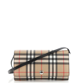 Burberry Hannah Wallet on Strap Vintage Check Canvas