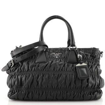 Prada Gaufre Double Zip Convertible Tote Nappa Leather Large
