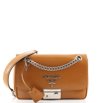 Prada Sound Chain Shoulder Bag Vernice Saffiano Leather Small