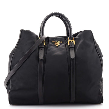 Prada Convertible Logo Tote Tessuto and Leather Large