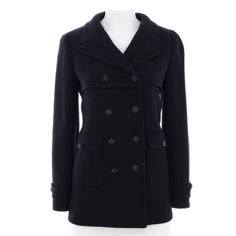 Chanel Women's Two Pocket Military Peacoat Wool