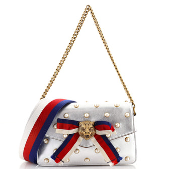 Gucci Animalier Broadway Bow Flap Bag Embellished Leather Mini