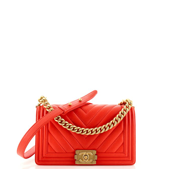 Chanel Boy Flap Bag Chevron Lambskin Old Medium