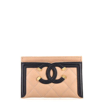 Chanel Filigree Card Holder Quilted Caviar