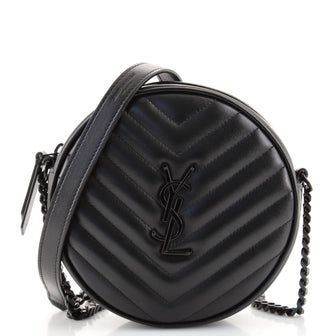 Saint Laurent Vinyle Round Camera Bag Matelasse Chevron Leather