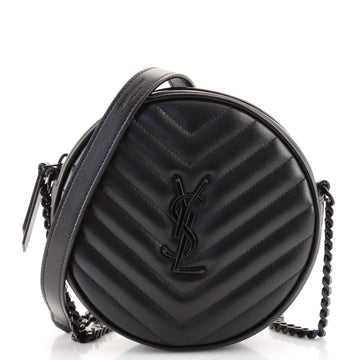 Saint Laurent Vinyle Round Camera Bag Matelasse Chevron Leather