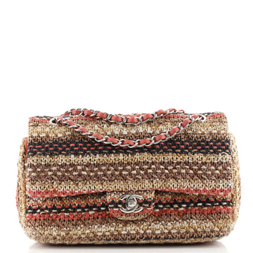Chanel Classic Double Flap Bag Quilted Woven Raffia Medium