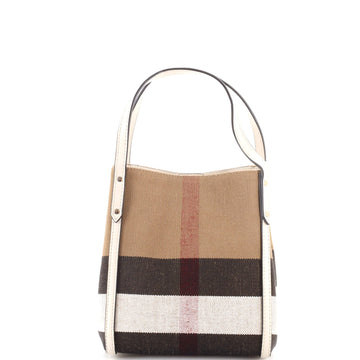 Burberry Bucket Tote House Check Canvas with Leather Small