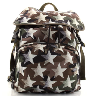 Valentino Camustars Buckle Backpack Printed Camo Nylon Large