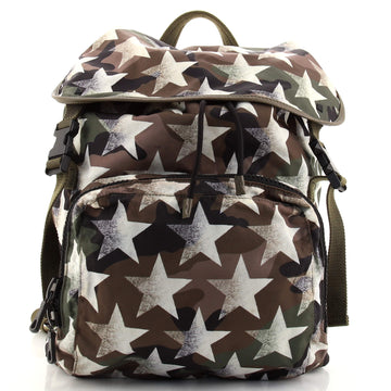 Valentino Camustars Buckle Backpack Printed Camo Nylon Large